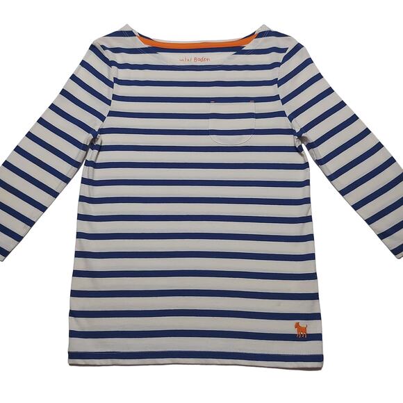 Mini Boden 3/4 sleeved Breton striped pocket tee - Picture 1 of 9